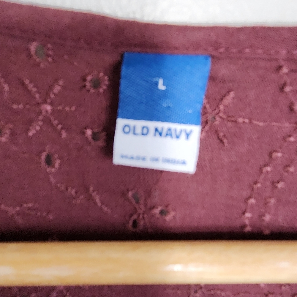 Burgundy Eyelet Top Size L  Babydoll Fairy Flowy - Picture 9 of 13